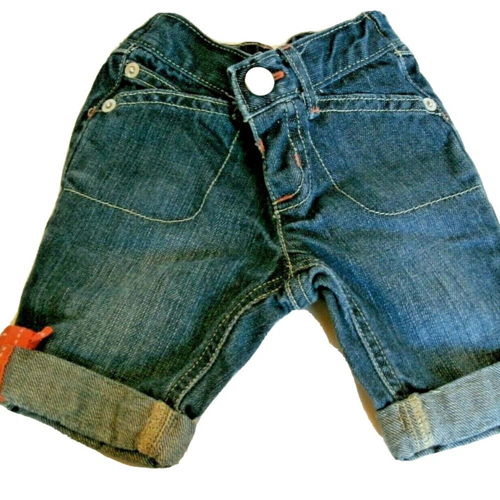 Gymboree Girls Capri Jeans Denim Cuffed Ribbon Bow 6-12 Months